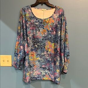 Blue and Pink Graphic Relaxed Blouse